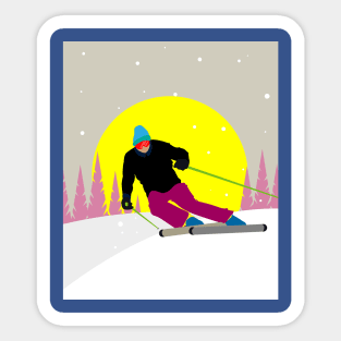 Skier Snow Mountains Extreme Sport Sticker